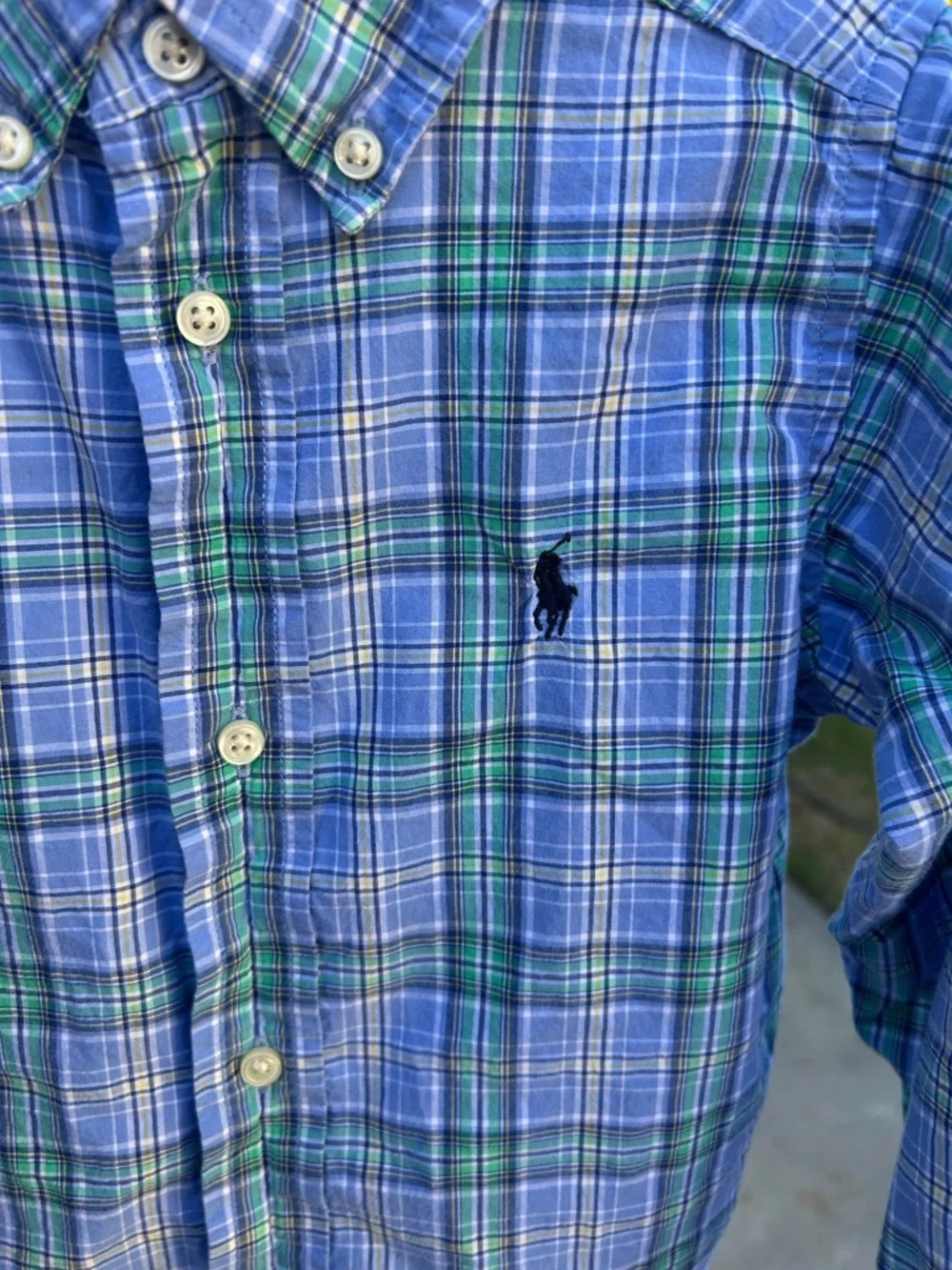 Polo by Ralph Lauren Blue & Green Plaid Button-Down Shirt